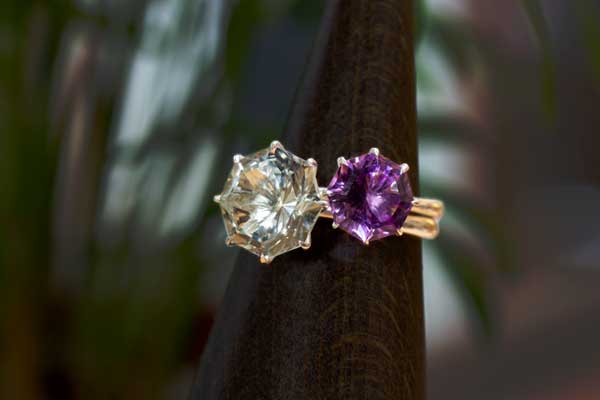 水晶とアメシストのペンダント