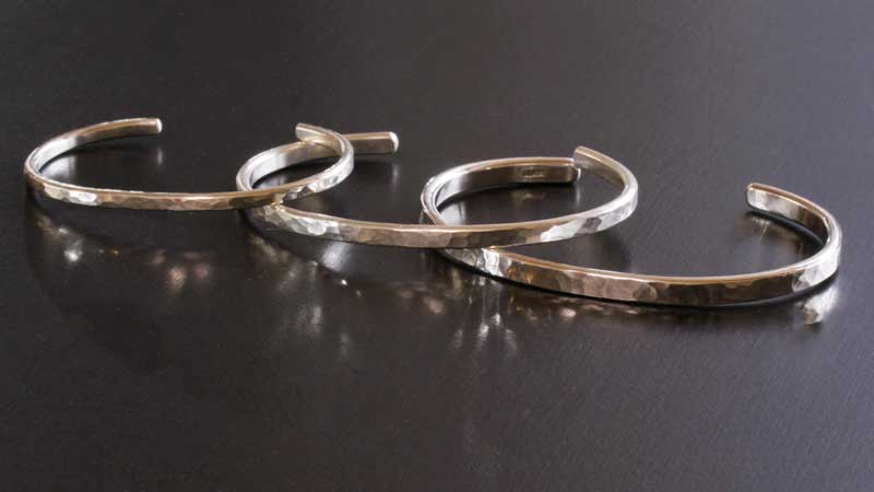 手作りシルバーバングル細・中・太