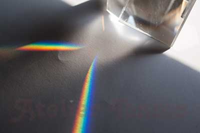 プリズムの虹色の分散光