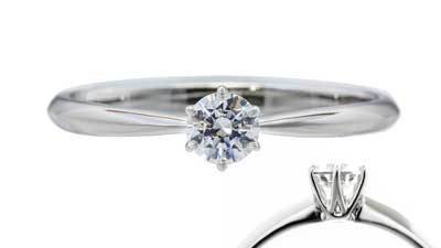 6本爪でダイヤモンドをしっかりセットする婚約指輪