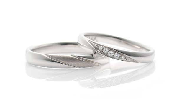 デザインの入ったストレートラインのマリッジリング